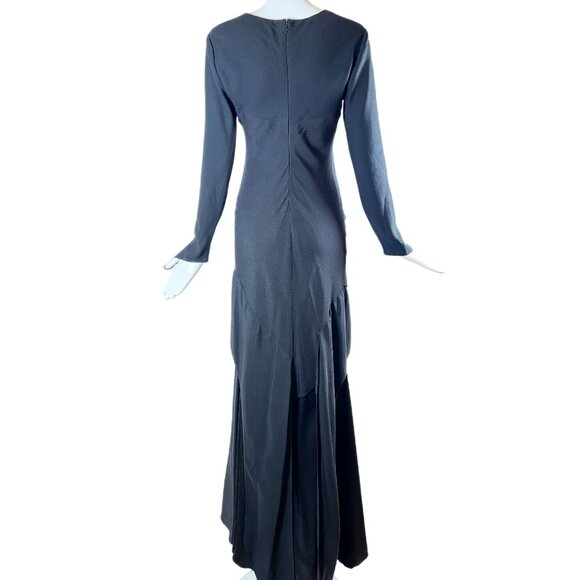 VERA WANG 90's Vintage Black Long Sleeve Evening Gown - Picture 3 of 7